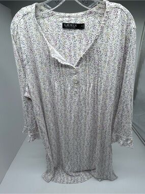 Lauren Ralph Lauren Women's Lavender Floral Sleep Shirt 1X